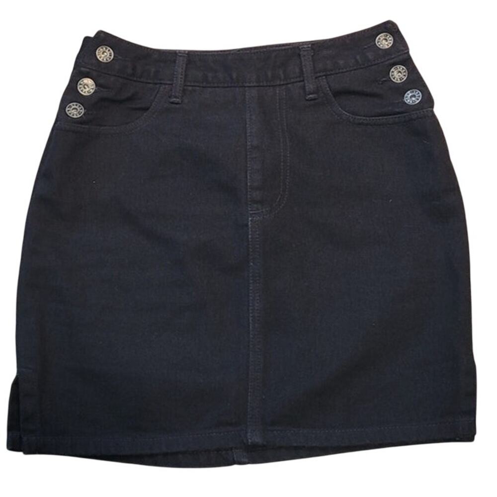 VTG 90s Guess USA Black Denim Mini Skirt 24 Grunge